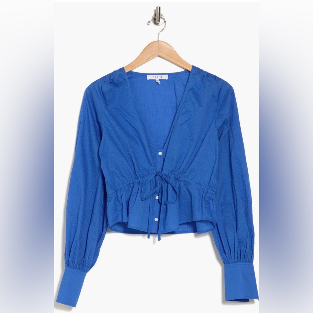 Frame long sleeves empire waist crop top, size M